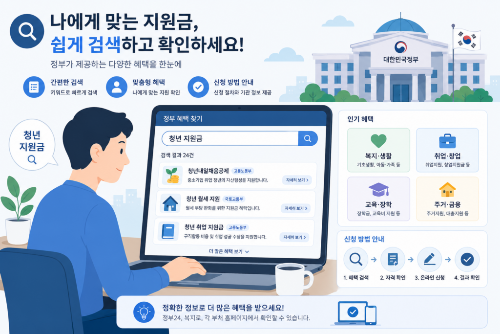 정부24에서 2026년 정부 지원금 찾는 방법