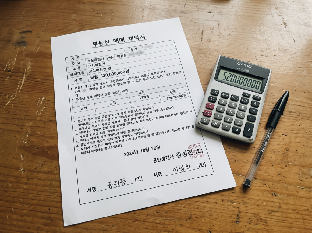 중개수수료 과다청구 여부를 계산기로 직접 확인하는 모습