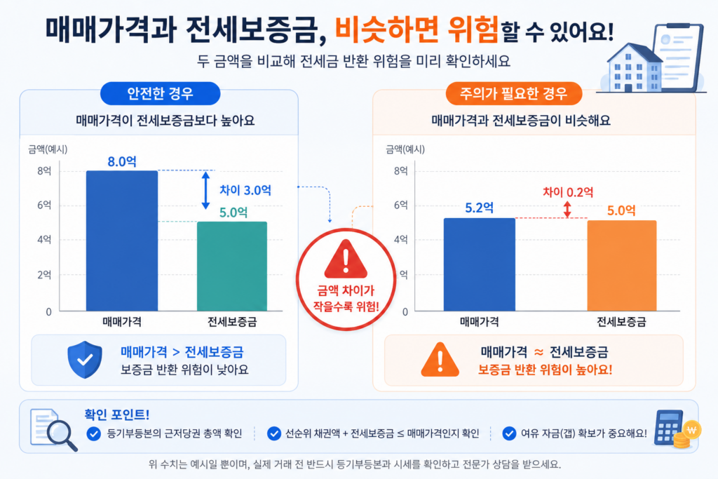 매매가격 대비 전세보증금 비교