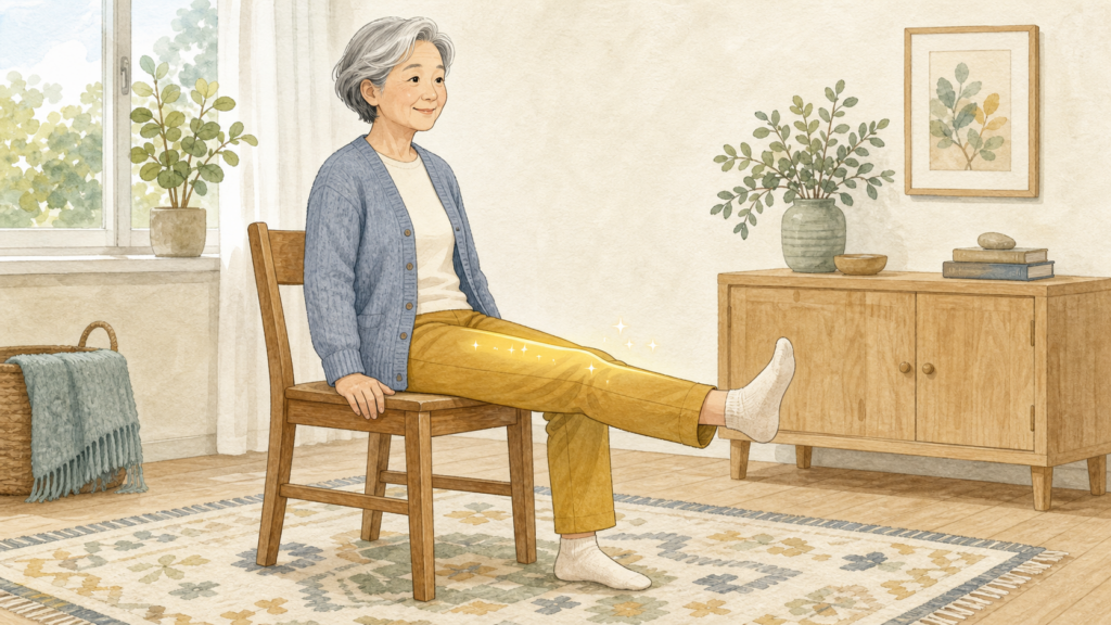 의자에 앉은 노인 여성