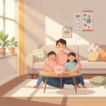 아동수당 확대 정책으로 웃고 있는 가족
