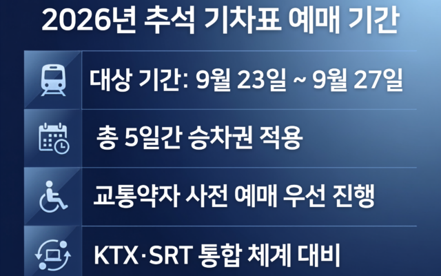 2026 추석 기차표 예매 일정부터 KTX·SRT 성공 꿀팁까지 총정리