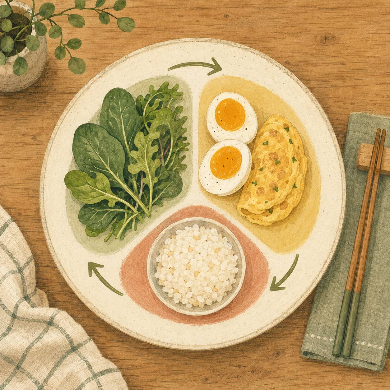 혈당 스파이크를 줄이는 식사 순서(채소→단백질→탄수화물)