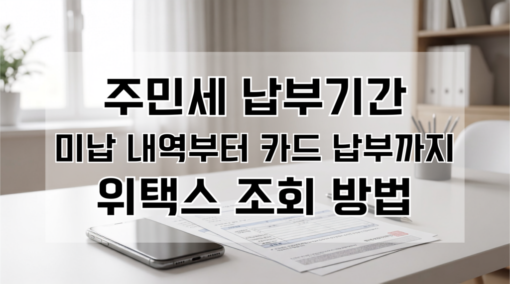 주민세 납부기간과 위택스 조회 방법을 안내하는 썸네일 이미지