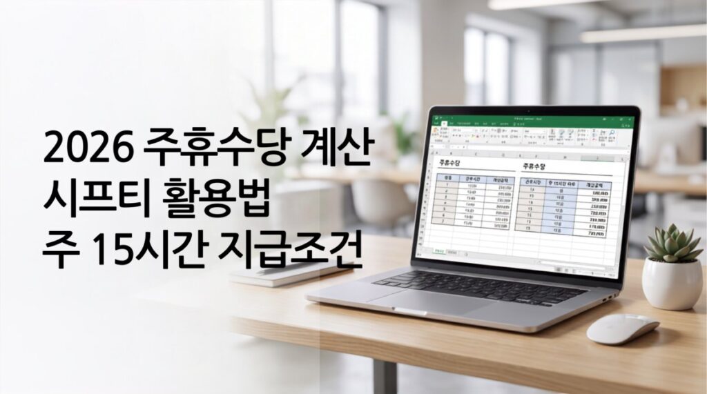 2026년 주휴수당 계산기 시프티 활용법과 주 15시간 지급조건을 안내하는 썸네일