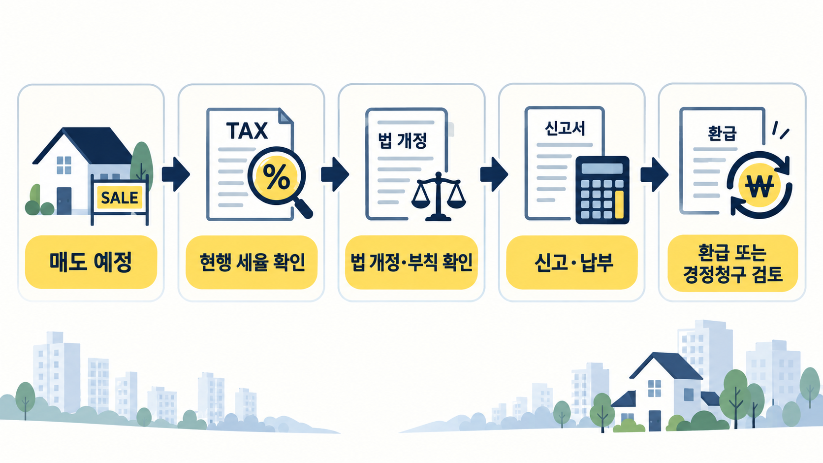 양도세 중과 완화의 소급 적용을 판단하기 위한 현행 세율 확인, 법 개정 확인, 신고와 환급 검토 흐름