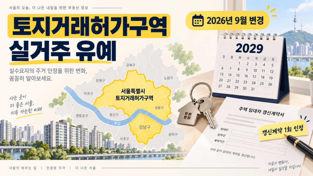 토지거래허가구역 실거주 의무 유예와 2029년 입주 조건을 설명한 이미지